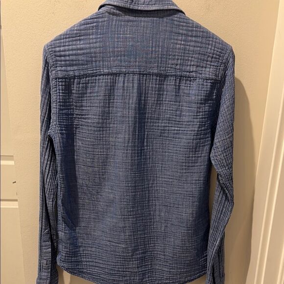Aeropostale Blue Casual Button Down Shirt Lightweight Cotton Gauze size Small - Picture 4 of 9